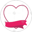Pink heart with banner frame - round