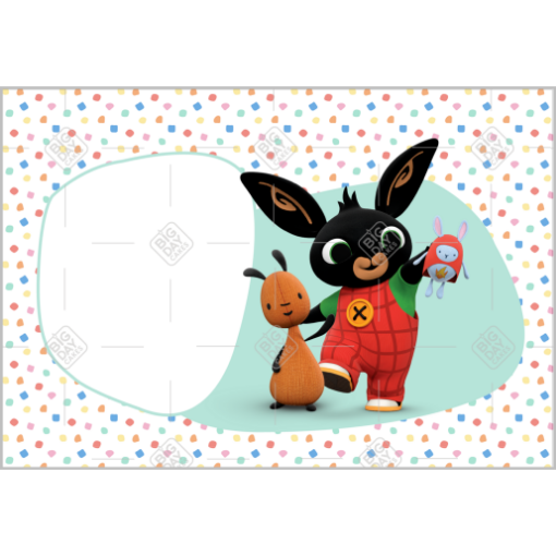 Bing Bunny dotty photo cake topper frame - landscape