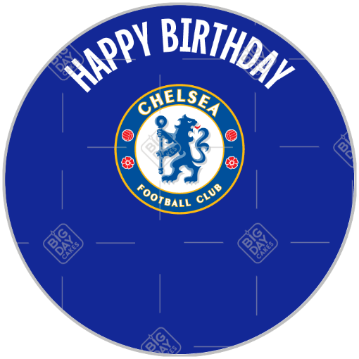 Chelsea-crest-Happy-Birthday topper - round