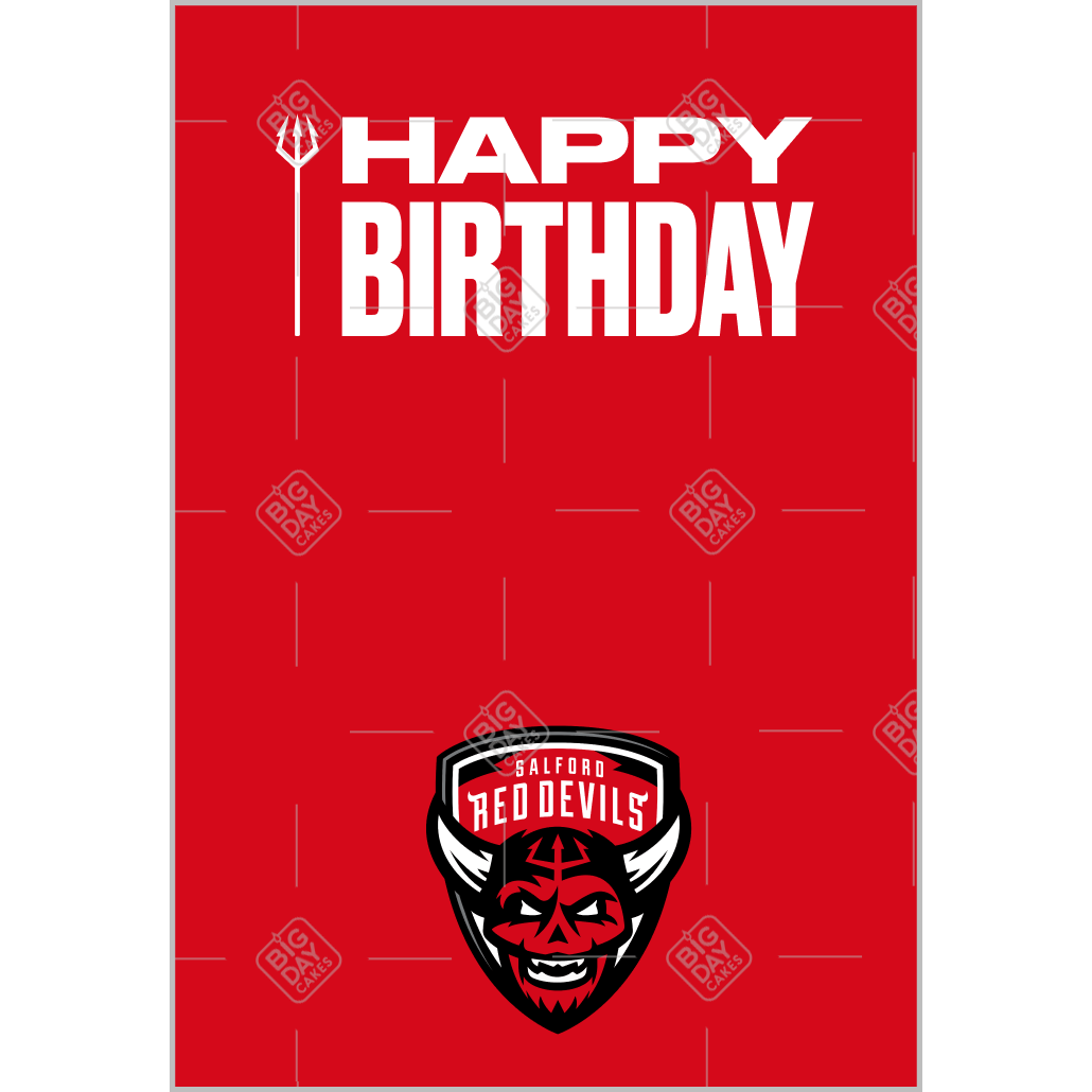 Salford Red Devils Happy Birthday cake topper - portrait