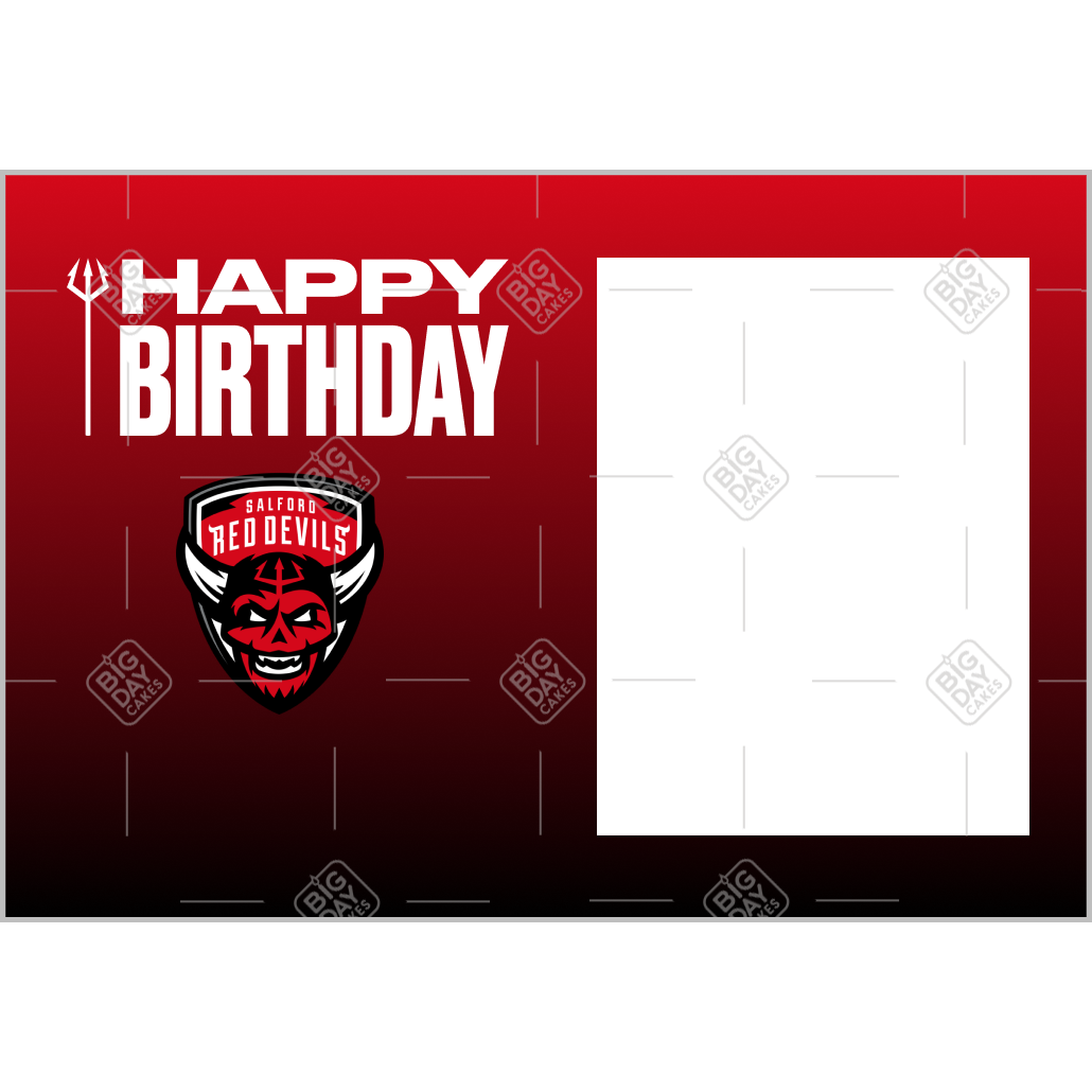 Salford Red Devils fade Happy Birthday frame - landscape