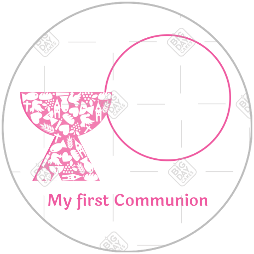 First communion - pink frame with chalice frame - round