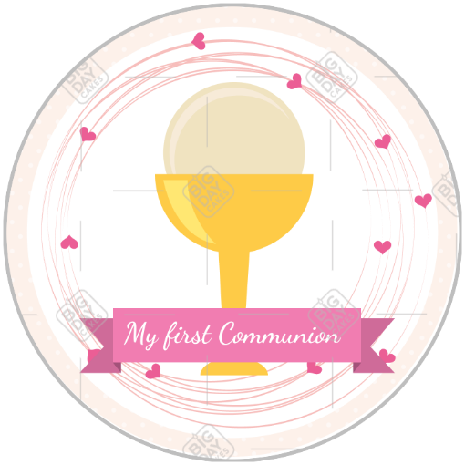 Communion chalice pink spots topper - round