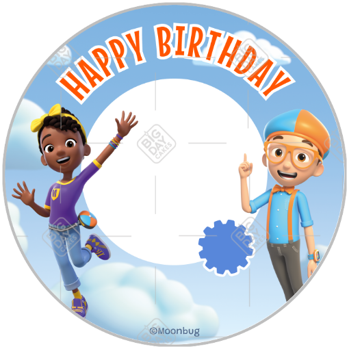 Blippi and Meekah Happy Birthday frame - round