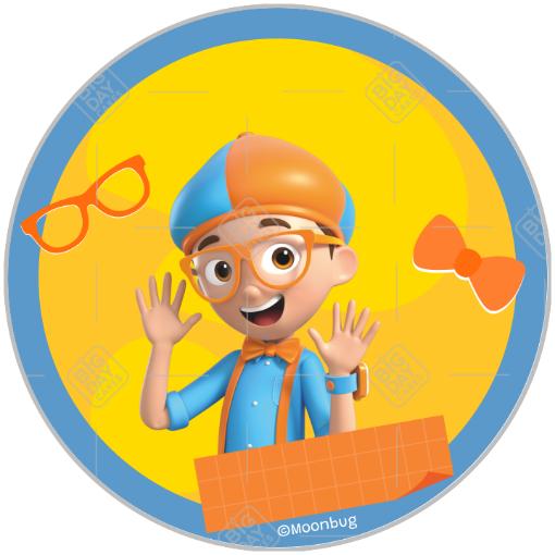 Blippi blue cake topper - round