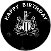 Newcastle United Happy Birthday topper with dark crest topper - round